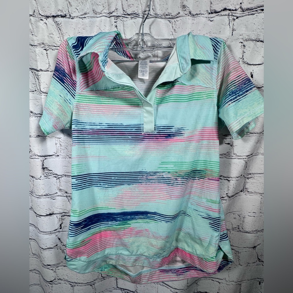 Ivivva Striped Polo Shirt in Pastel Colors EUC